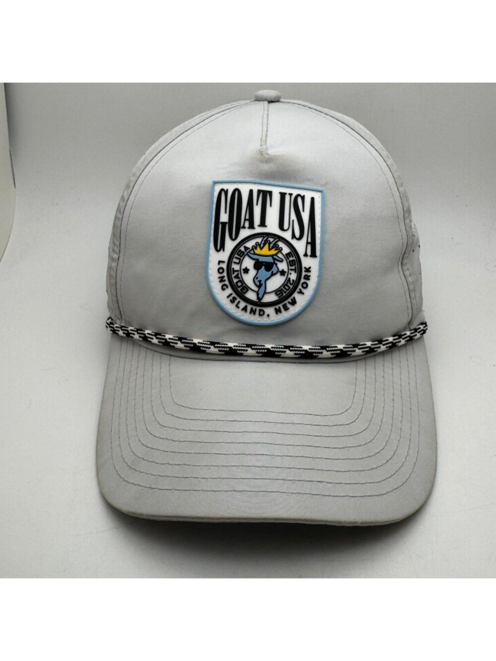 GOAT USA Long Island New York Performance Rope Hat Snapback Cap Grey OSFA Men's